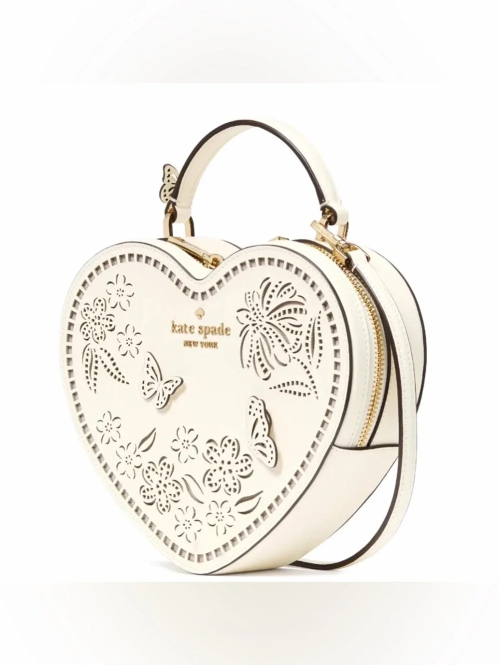 Kate Spade New York Love Shack Perforated Heart Crossbody bag in color Meringue - Picture 3 of 6